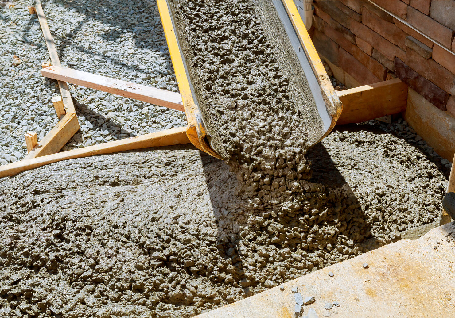 Pouring Cement During Paving Concrete Pavement Near The Driveway Concrete Sand